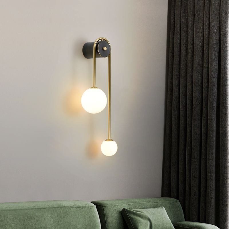 Globe Glass Wall Sconce Lighting Modern Brass Wall Light