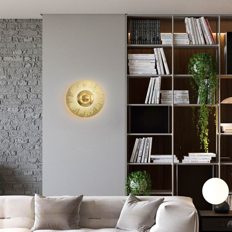 Nordic Brass Wall Lamp Hollow out Round Shape Sconce Light