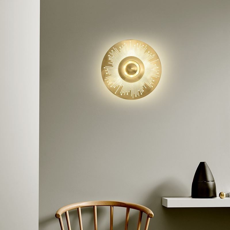 Nordic Brass Wall Lamp Hollow out Round Shape Sconce Light