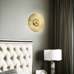 Nordic Brass Wall Lamp Hollow out Round Shape Sconce Light