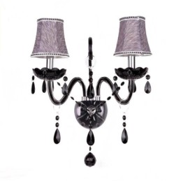 European Style Crystal Sconce Black Two Light Candle Wall Light