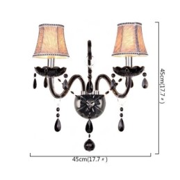 European Style Crystal Sconce Black Two Light Candle Wall Light