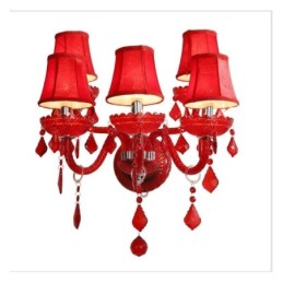 European Crystal Sconce Red Colour Wall Light