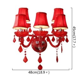 European Crystal Sconce Red Colour Wall Light