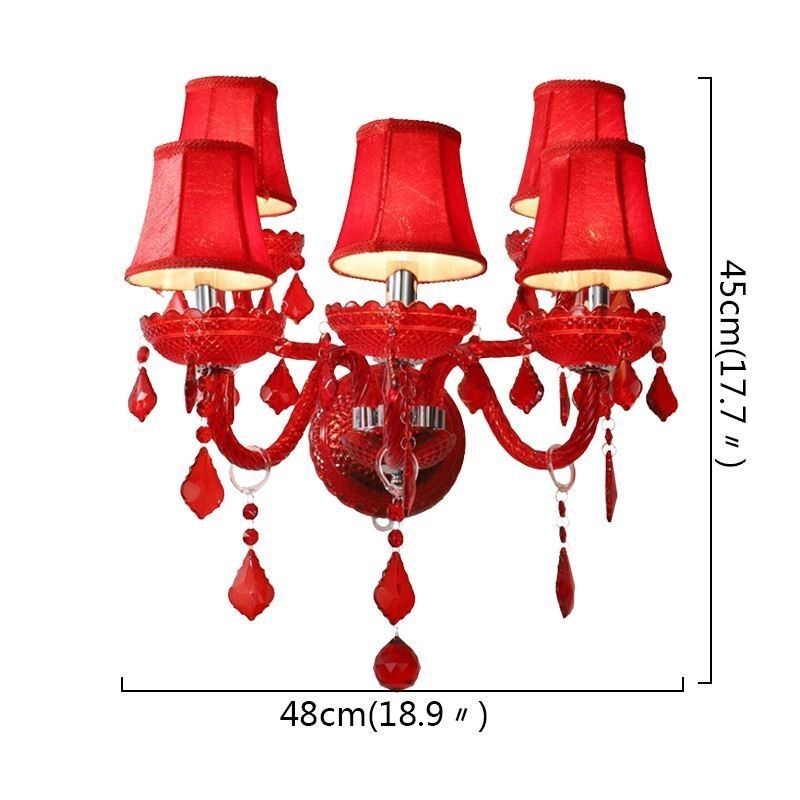 European Crystal Sconce Red Colour Wall Light