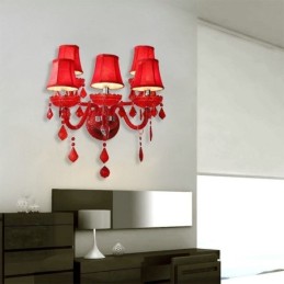 European Crystal Sconce Red Colour Wall Light