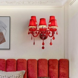 European Crystal Sconce Red Colour Wall Light