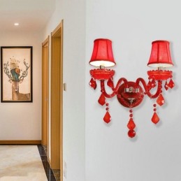 European Crystal Sconce Wall Light Red Colour Light