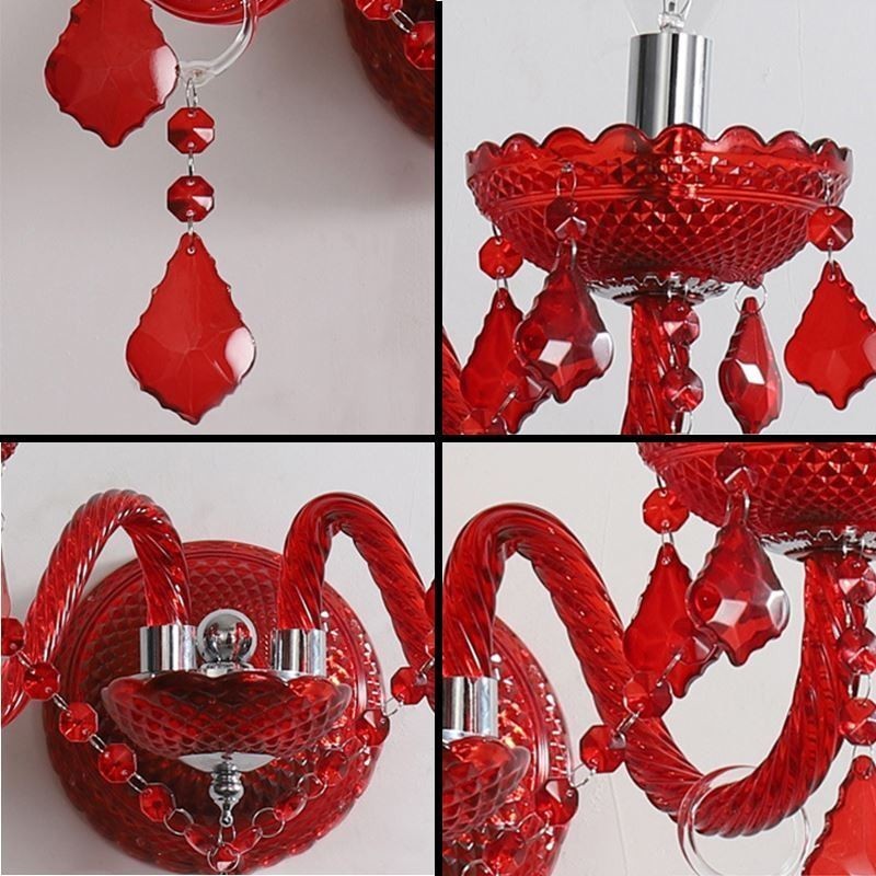 European Crystal Sconce Wall Light Red Colour Light