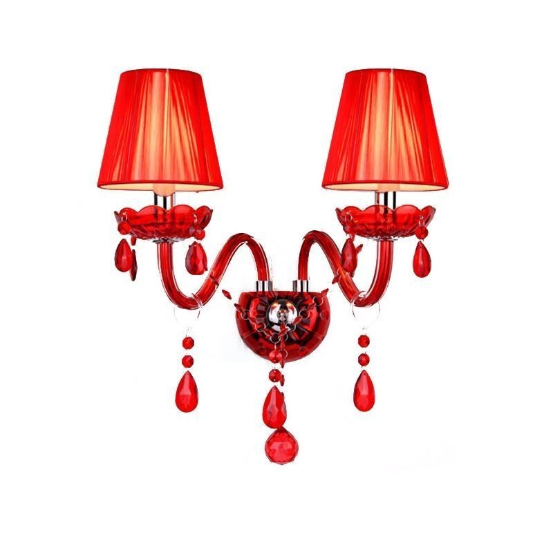 European Wall Light Crystal Sconce Red Colour