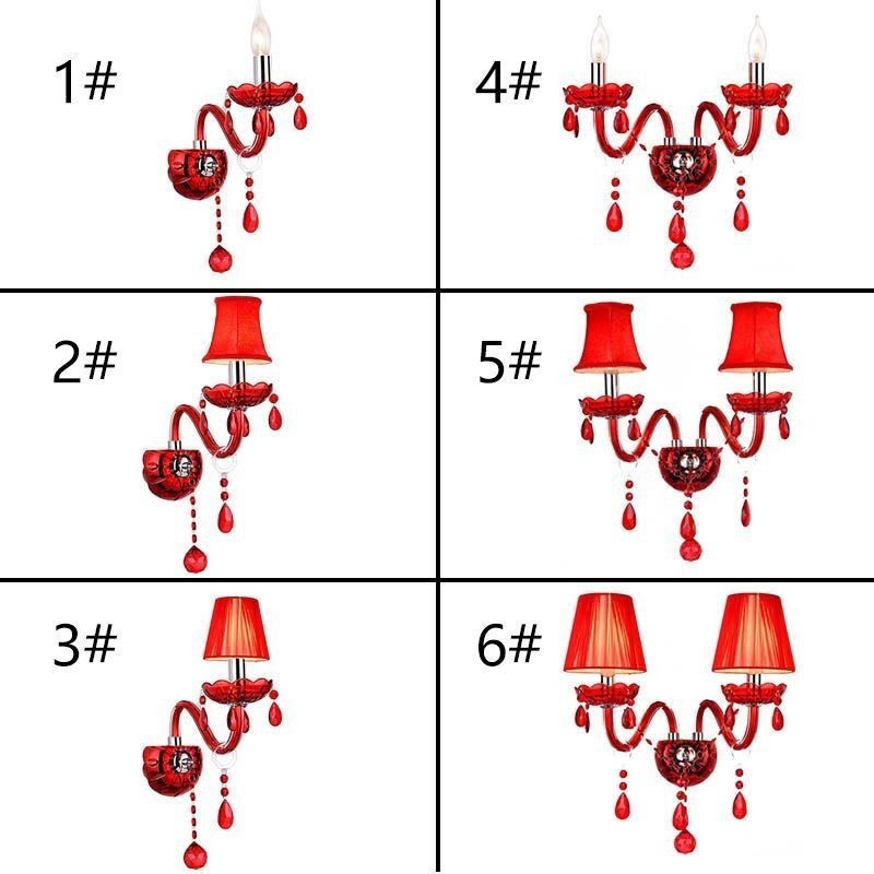 European Wall Light Crystal Sconce Red Colour