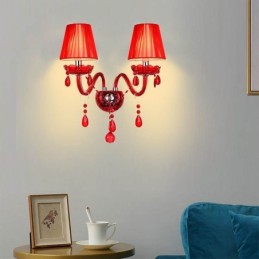 European Wall Light Crystal Sconce Red Colour