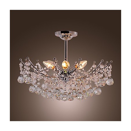 Luxuriant Crystal Chandelier with 6 Lights Pendant Chandelier