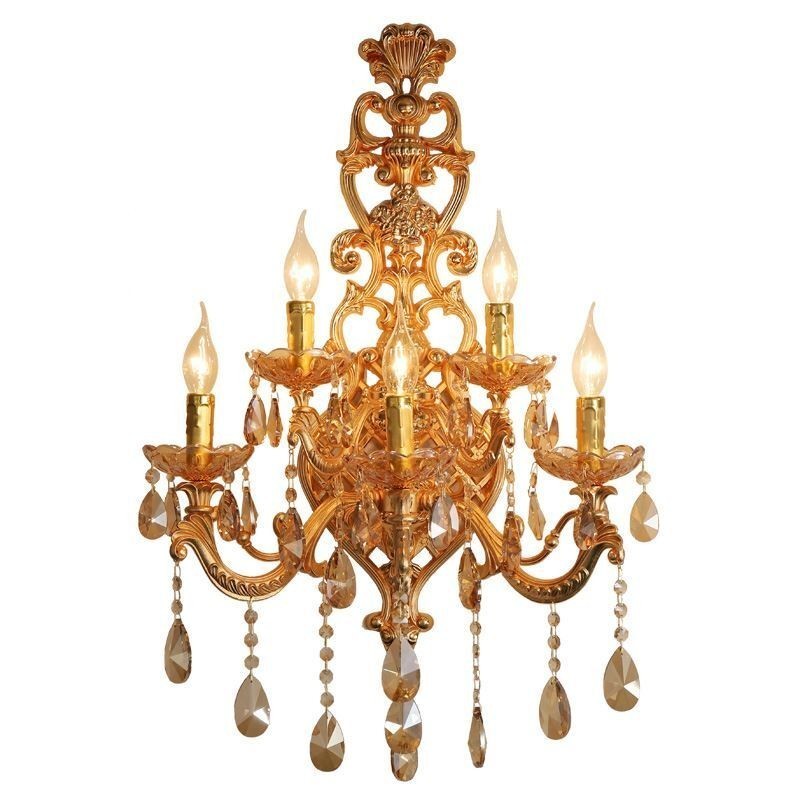 Luxury Crystal Sconce European Wall Light Zinc Alloy Five Light Aisle