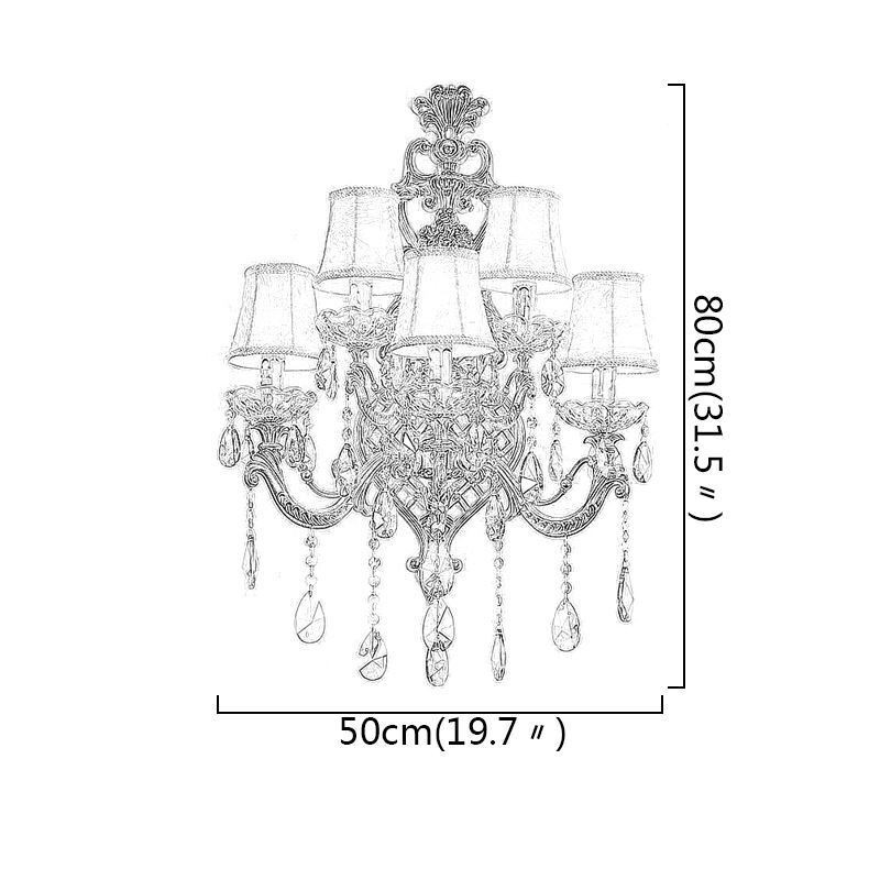 Luxury Crystal Sconce European Wall Light Zinc Alloy Five Light Aisle