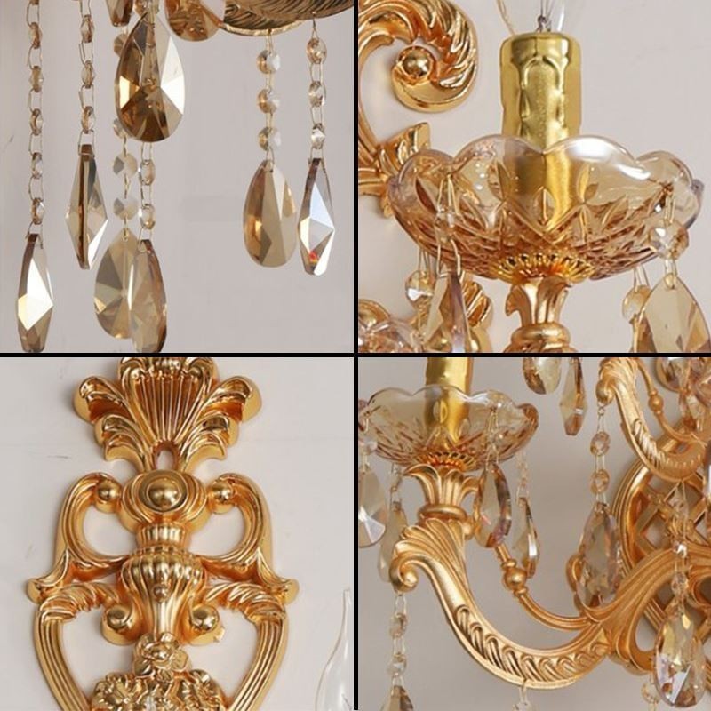 Luxury Crystal Sconce European Wall Light Zinc Alloy Five Light Aisle