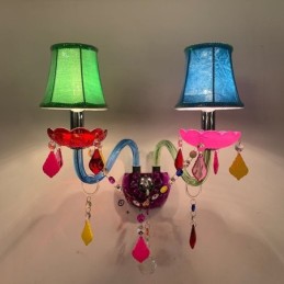 Colourful Crystal Sconce European Two Light Wall Light Aisle