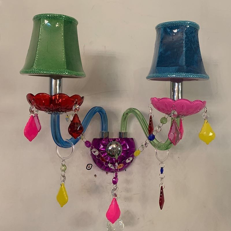 Colourful Crystal Sconce European Two Light Wall Light Aisle