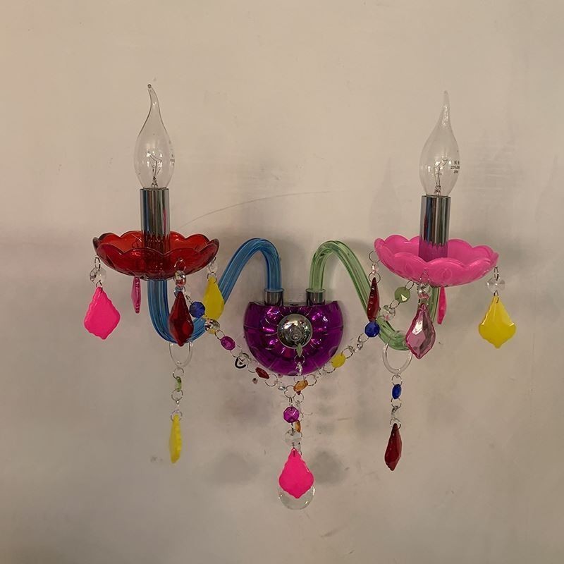 Colourful Crystal Sconce European Two Light Wall Light Aisle