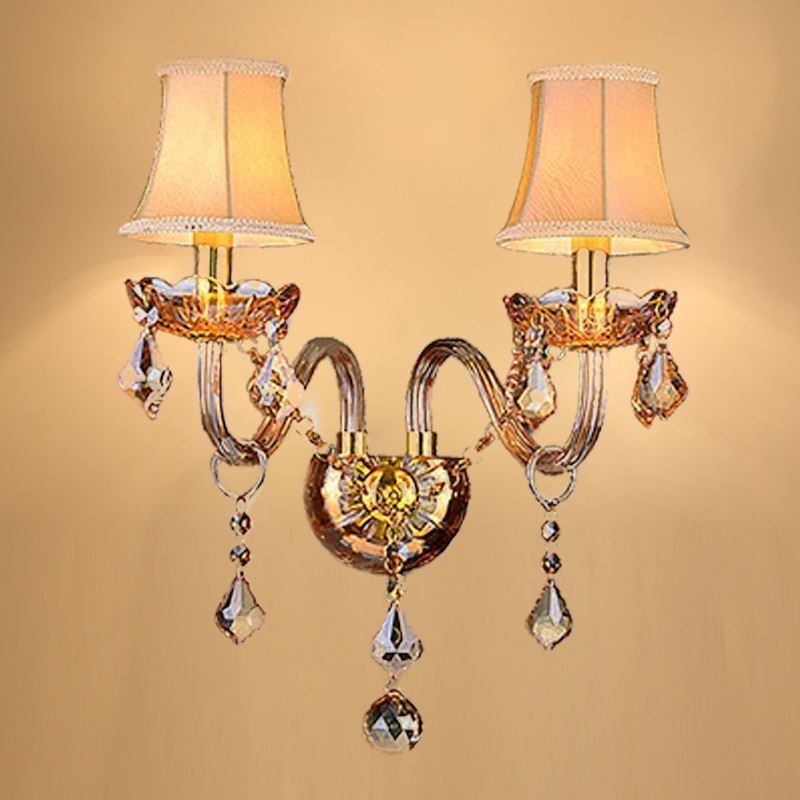 European Crystal Sconce Elegant Two Light Wall Light Stairs