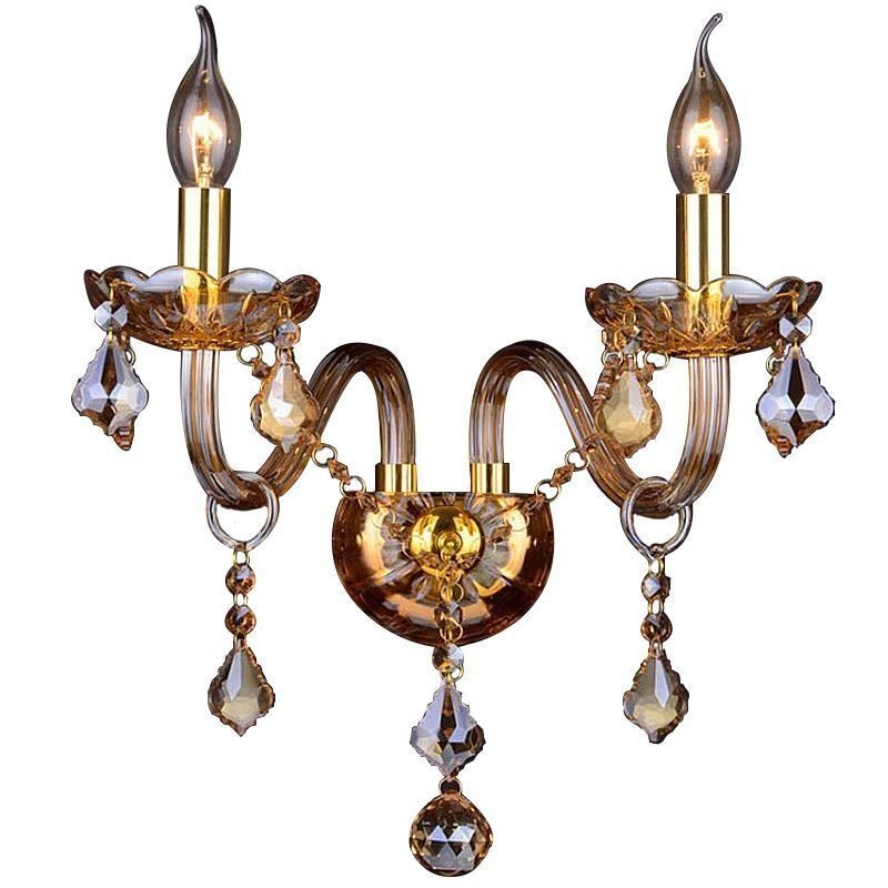 European Crystal Sconce Elegant Two Light Wall Light Stairs