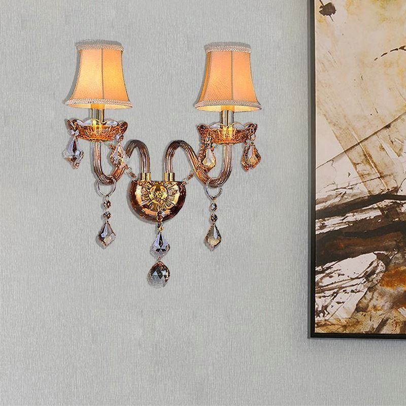 European Crystal Sconce Elegant Two Light Wall Light Stairs