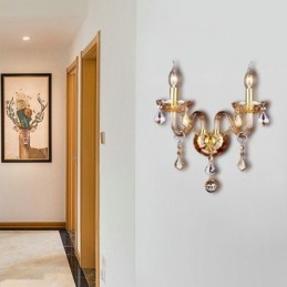 European Crystal Sconce Elegant Two Light Wall Light Stairs