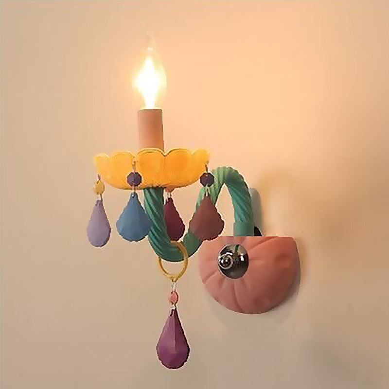 European Crystal Sconce Macaron Colourful Wall Light