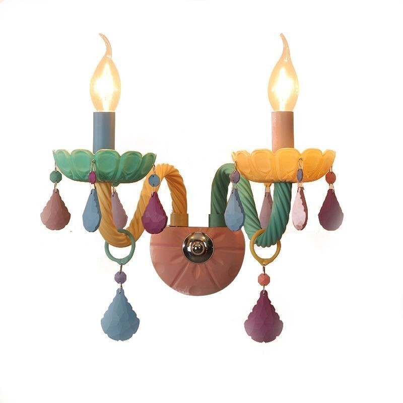 European Crystal Sconce Macaron Colourful Wall Light