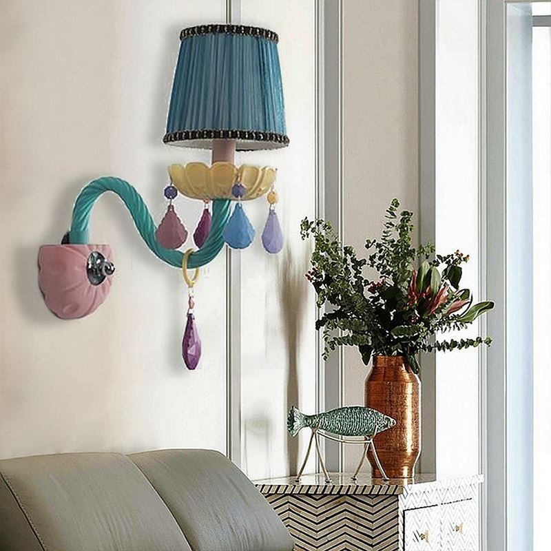 European Crystal Sconce Macaron Colourful Wall Light