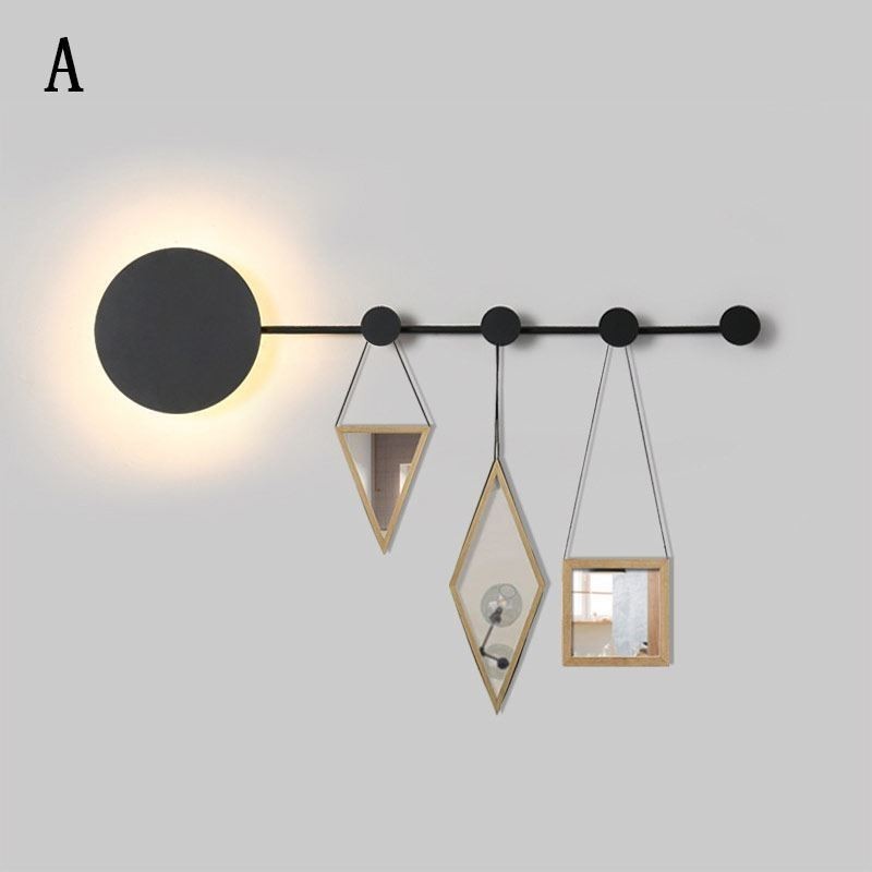 Modern Wall Light Circular Wall Lamp Black Hook Sconce Bedside Lighting