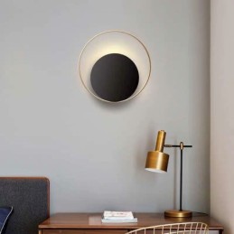 Modern Style Wall Light Black Circular Wall Sconce Creative Lamp Bedside Lighting