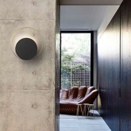 Modern Style Wall Light Black Circular Wall Sconce Creative Lamp Bedside Lighting