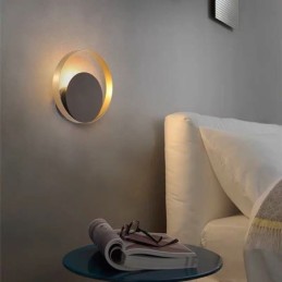 Modern Style Wall Light Black Circular Wall Sconce Creative Lamp Bedside Lighting