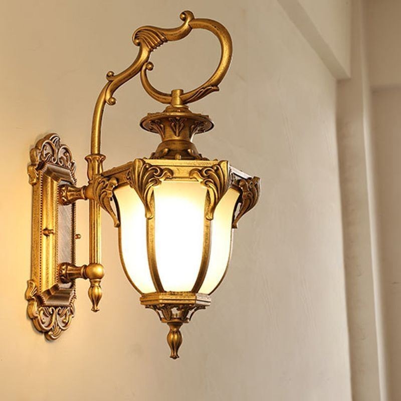 European Retro Outdoor Light Waterproof Carved Wall Light Courtyard Corridor