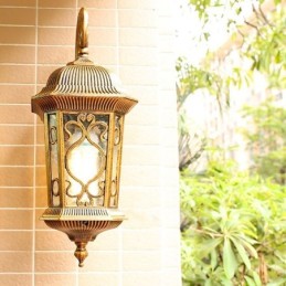 European Retro Outdoor Wall Sconce Waterproof Carved Wall Light
