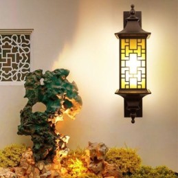 Chinese Outdoor Wall Sconce Waterproof Window Grille Wall Lamp