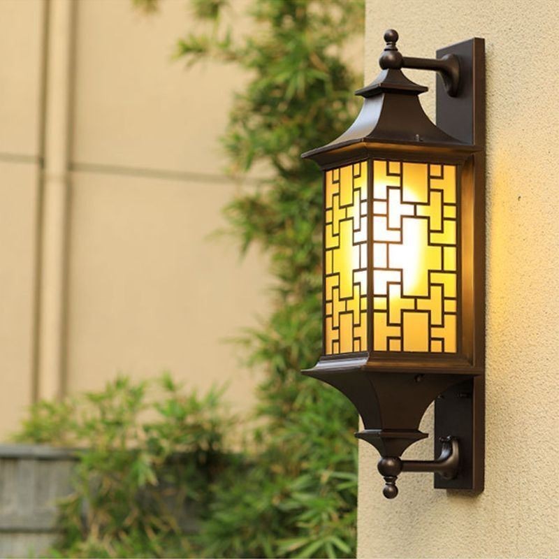 Chinese Outdoor Wall Sconce Waterproof Window Grille Wall Lamp