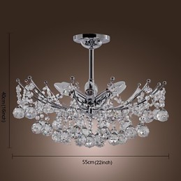 Luxuriant Crystal Chandelier with 6 Lights Pendant Chandelier