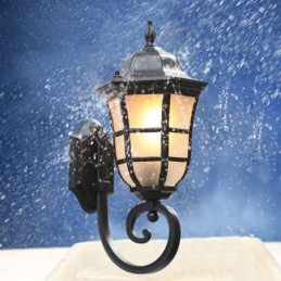 European Wall Sconce Retro Outdoor Light Single Head Waterproof Frosted Glass Wall Light