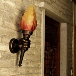 European Retro Outdoor Wall Light Waterproof Torch Shape Wall Sconce