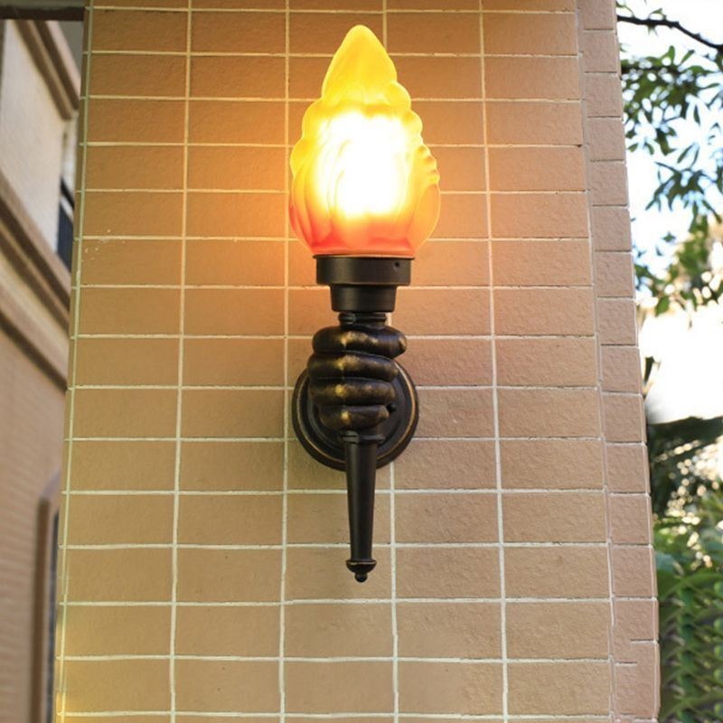 European Retro Outdoor Wall Light Waterproof Torch Shape Wall Sconce