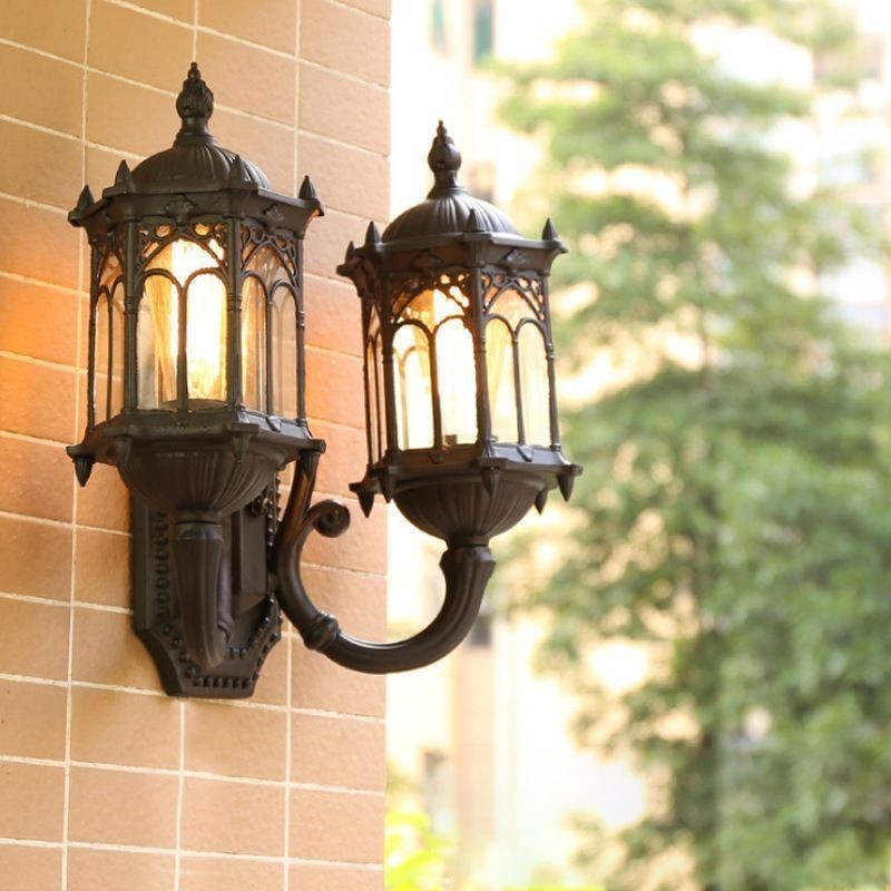 European Outdoor Wall Sconce Waterproof Double Castle Wall Light