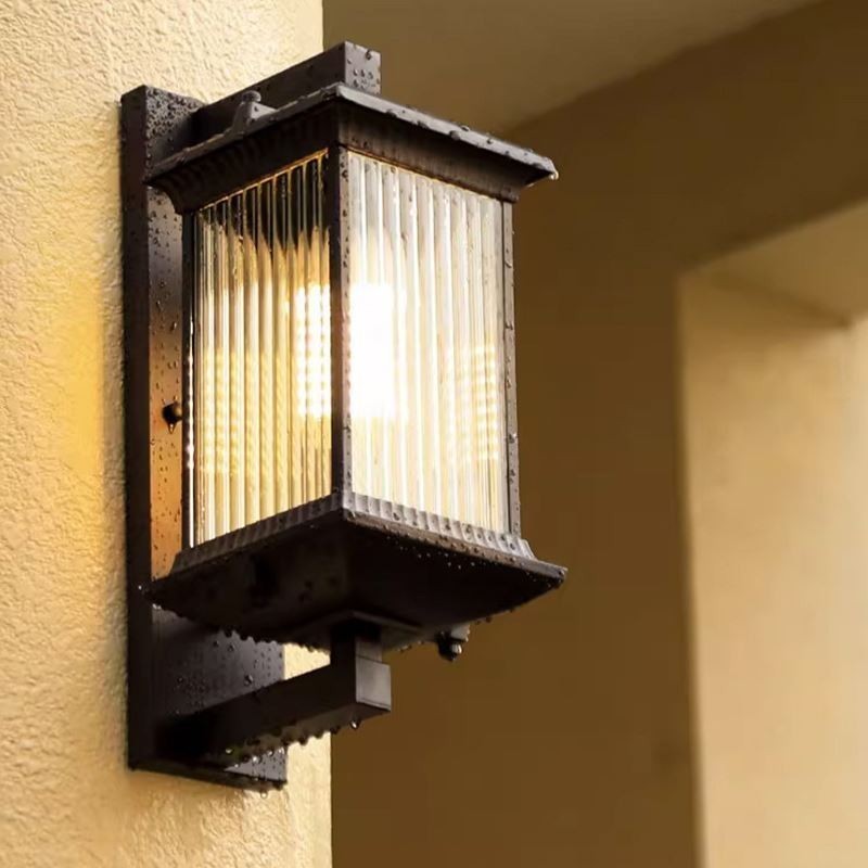 Chinese Outdoor Light Waterproof Glass Wall Light Courtyard Corridor Garden Balcony