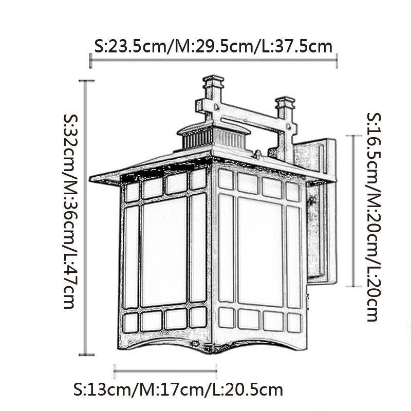 Chinese Style Outdoor Light Waterproof Pavilion Shape Wall Light Garden Balcony