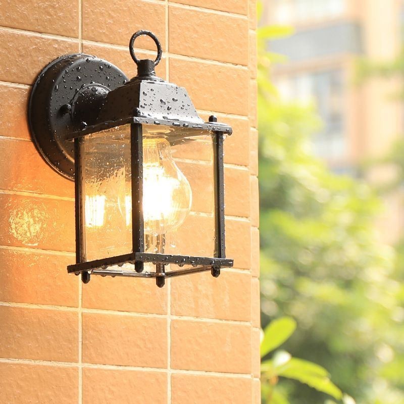 European Outdoor Wall Sconce Waterproof Square Column Wall Light Courtyard Garden Balcony