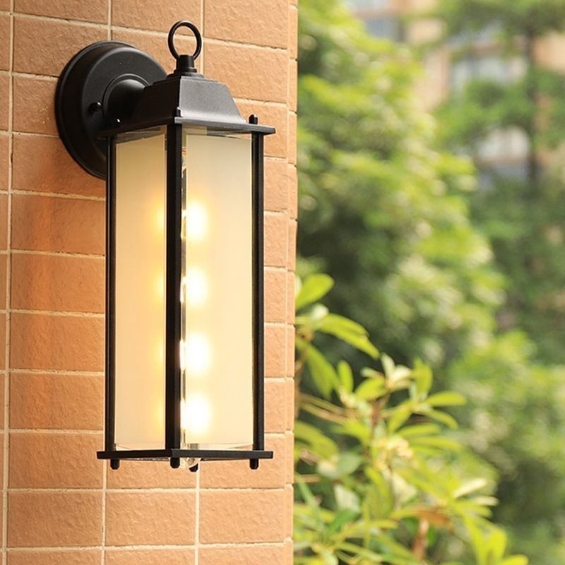 European Outdoor Wall Sconce Waterproof Square Column Wall Light Courtyard Garden Balcony