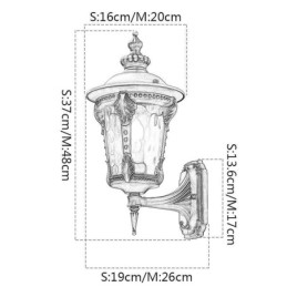 European Retro Outdoor Wall Sconce Waterproof Carved Wall Light Garden Balcony Courtyard