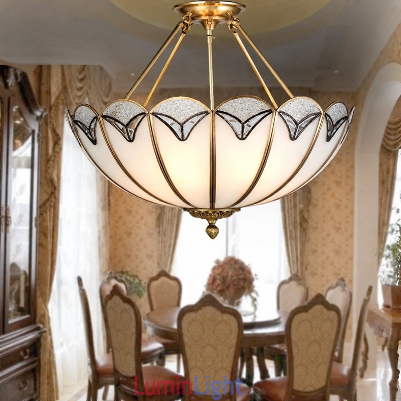 Vintage Solid Brass Lotus Chandelier