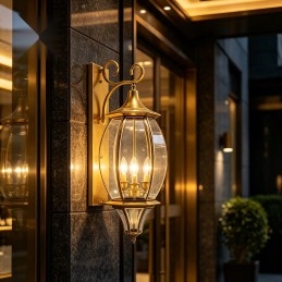 Classic Brass & Glass Outdoor Wall Lantern
